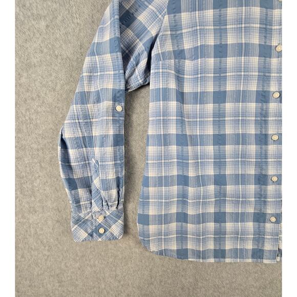 Tommy Hilfiger Shirt Womens Size XL Roll Tab Sleeves Blue Plaid Button Down - Picture 6 of 16